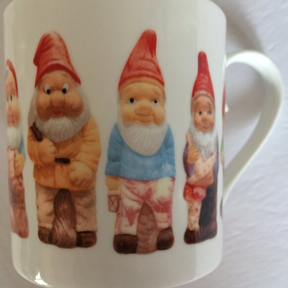 Garden Gnomes Coffee Mug White Christopher Vine Design Fine Bone China 9 oz - Picture 10 of 10